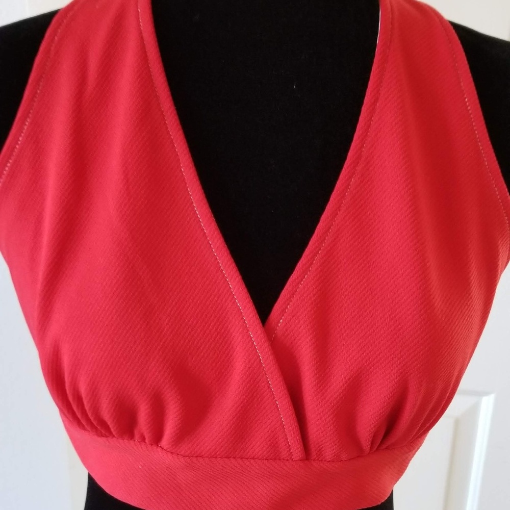 Red Pin Up Rockabilly 50's Retro Halter Top SM-Med